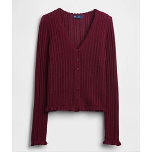 Gap NWT pointelle burgundy cardigan sweater s